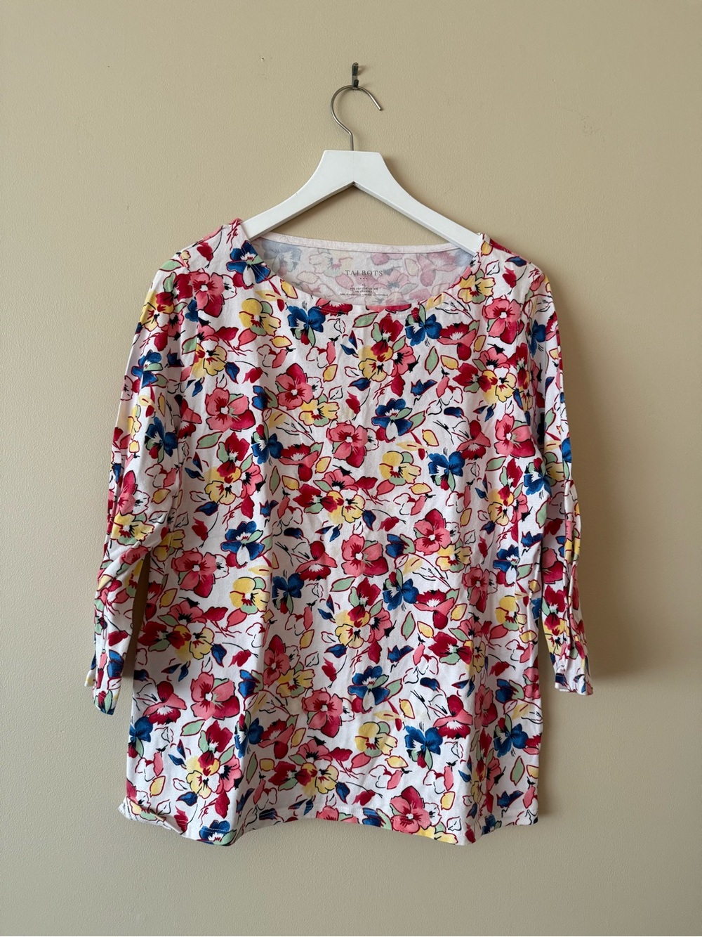 Talbots Cotton Floral Boatneck Shirt Size XL